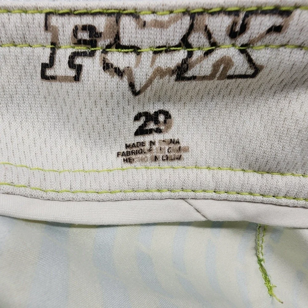 Fox 29 Green Blue Graphic Board Shorts Y2K Surf Skate Beach Swim Trunks Moto BMX
